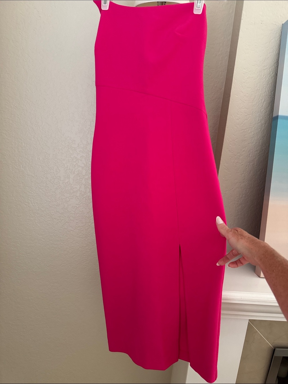 Likely Hot Pink Strapless Midi Dress